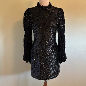 Sea New York Sequin and Lace Black Dress